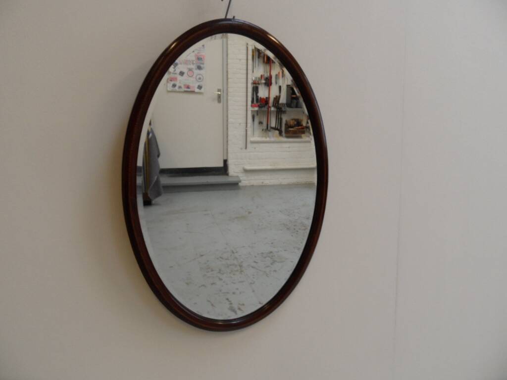 Antique mahogany oval mirror