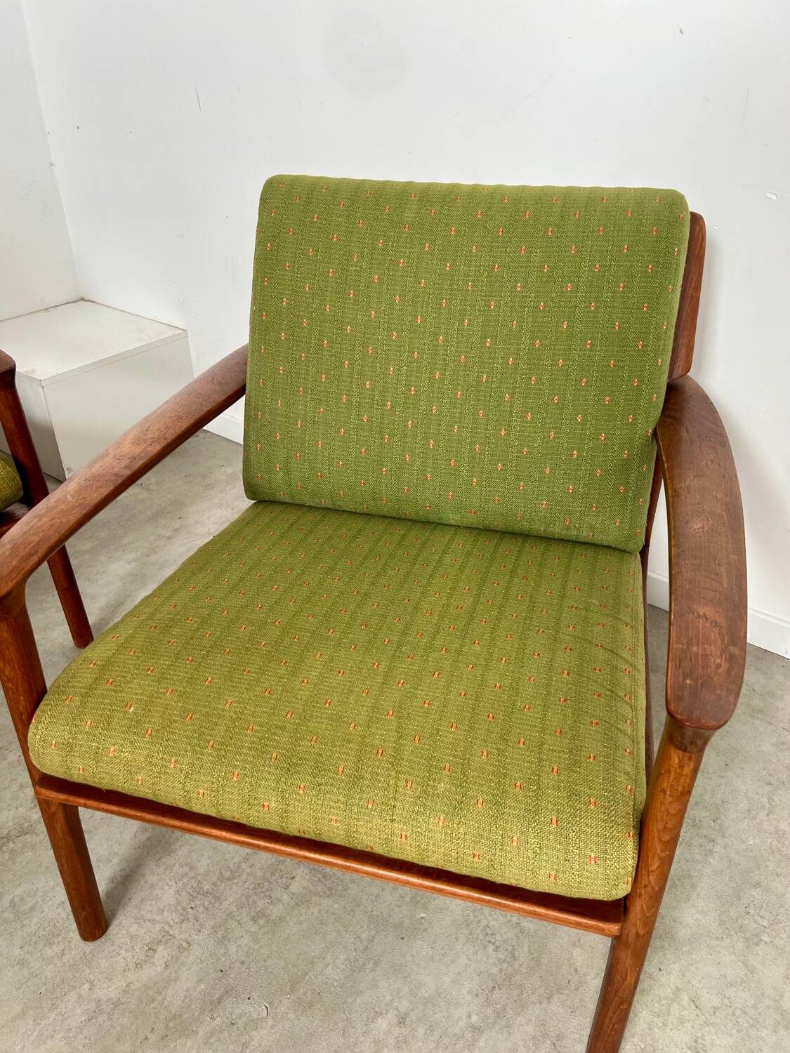 Living room set sofa armchair coffee table Scandinavian design 60s Swedish vintage teak
