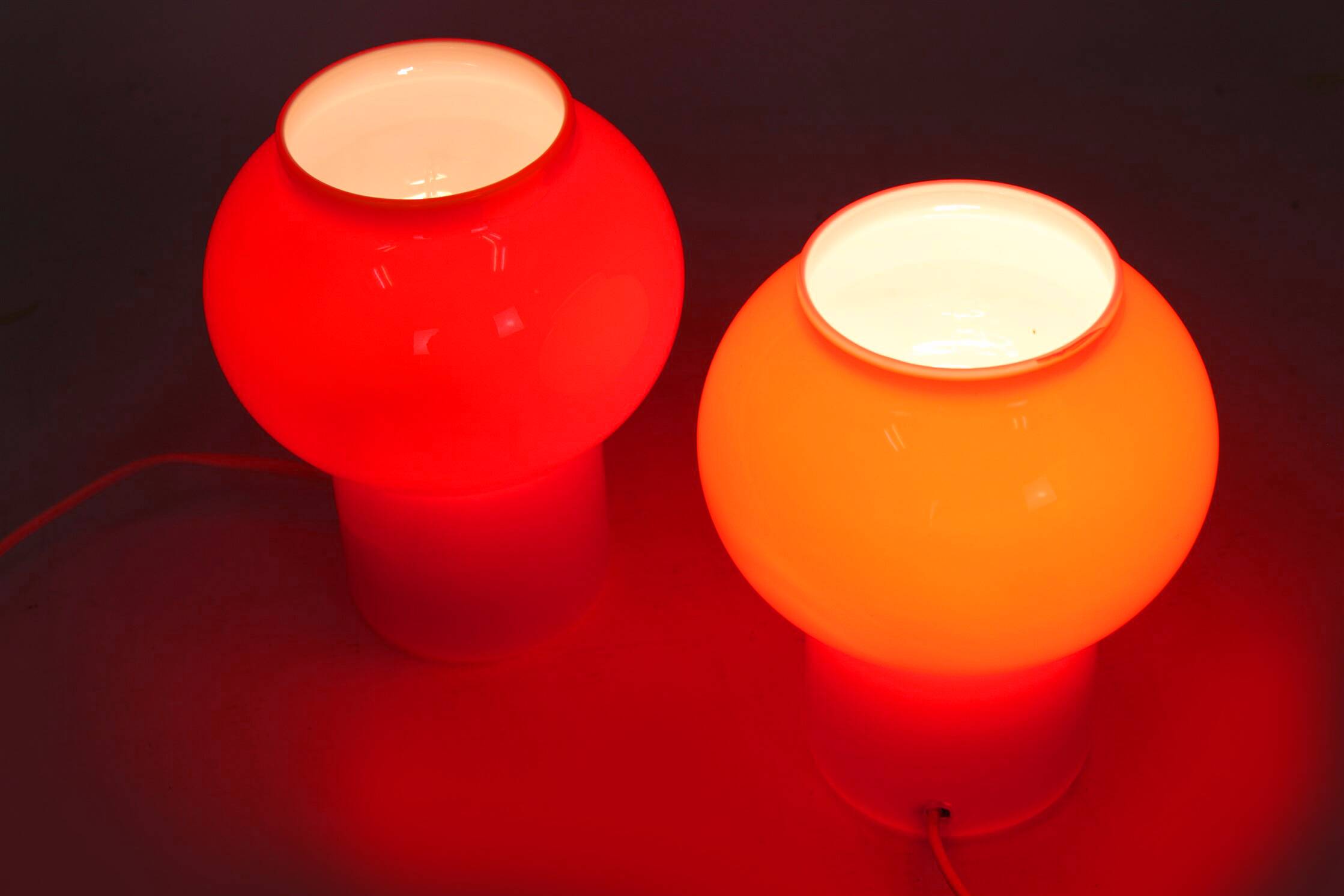Vintage Red Glass Table Lamps attributed to Štěpán Tabery, 1970s