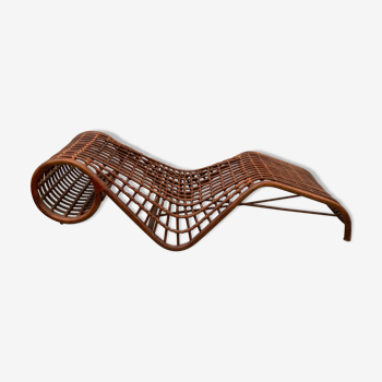 Bamboo rattan lounge chair or daybed, Flechtatelier Schütz, Germany 1970s