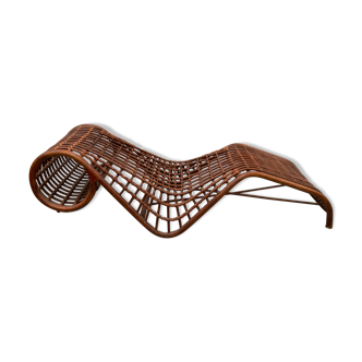 Bamboo rattan lounge chair or daybed, Flechtatelier Schütz, Germany 1970s