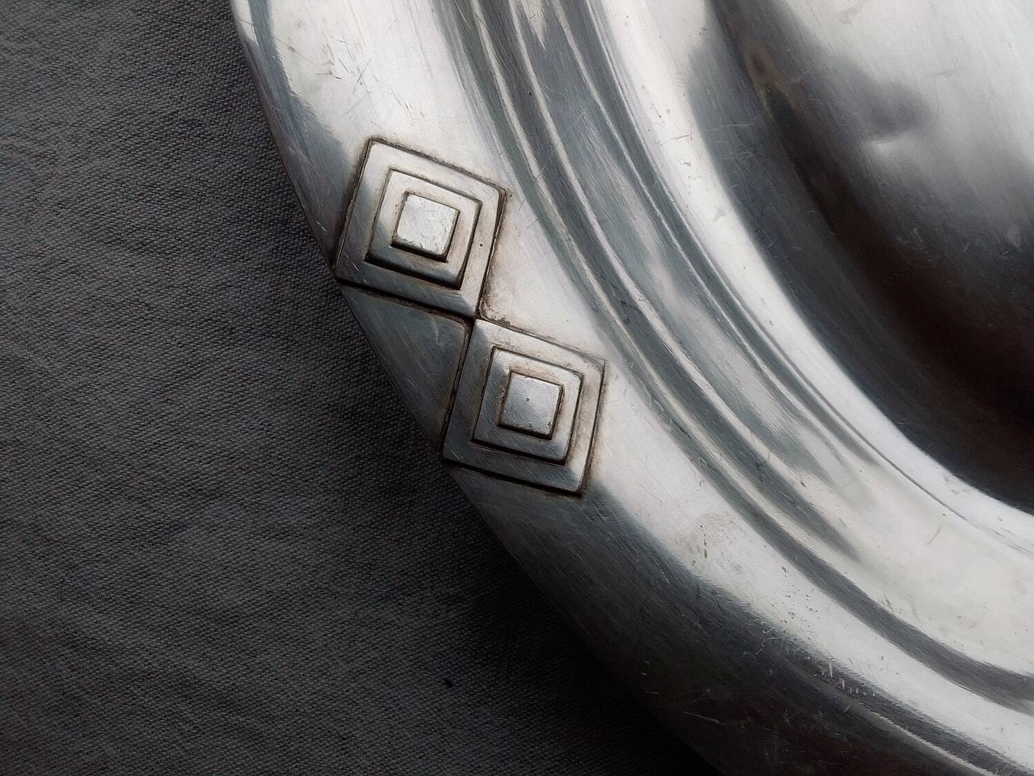 Art deco silver metal basket dish