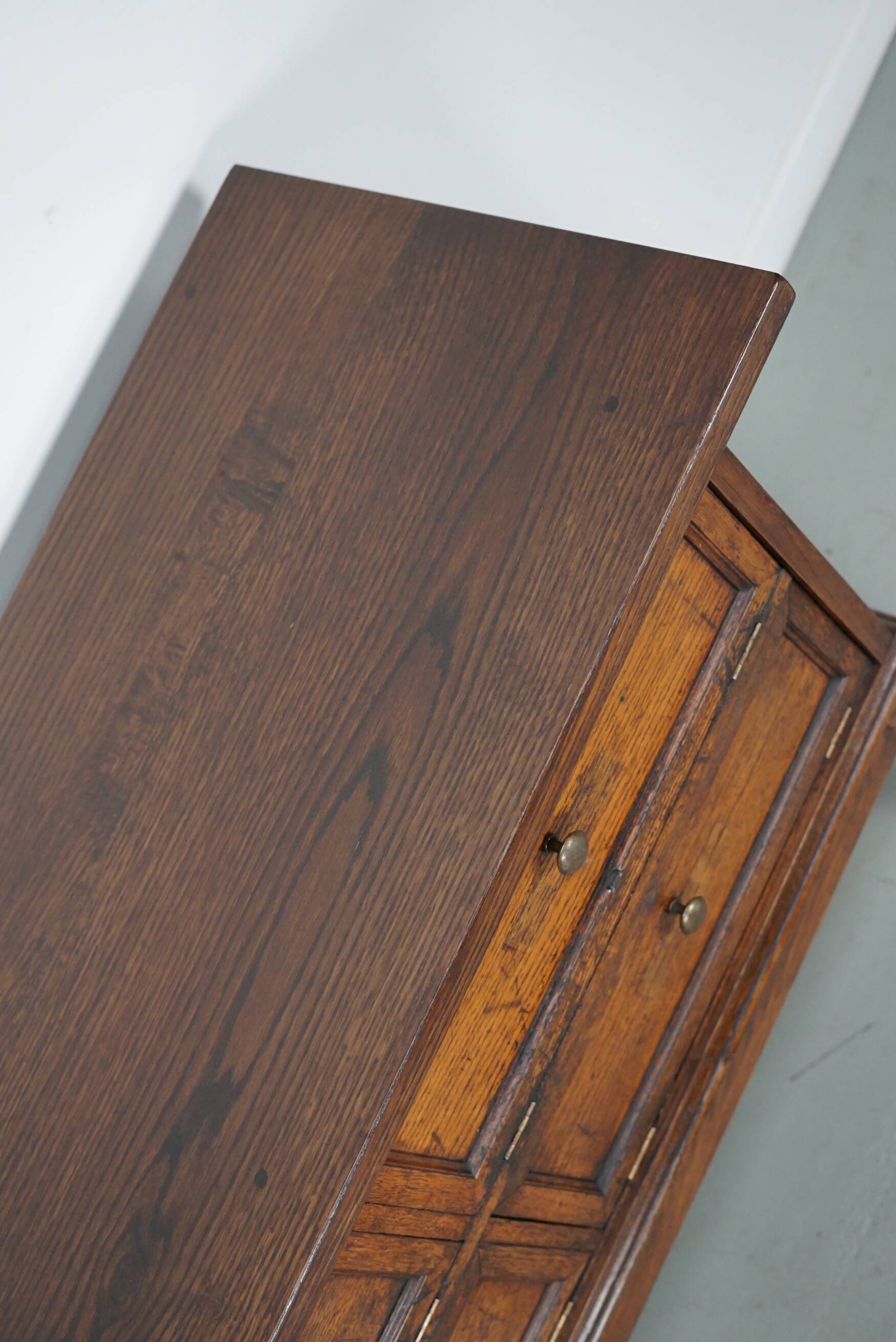 Antique French Oak Apothecary / Filing Cabinet Folding Doors, Early 20th Ce