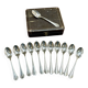Set of 12 small silver-plated Art Deco style spoons