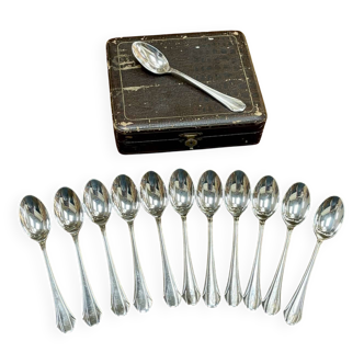 Set of 12 small silver-plated Art Deco style spoons