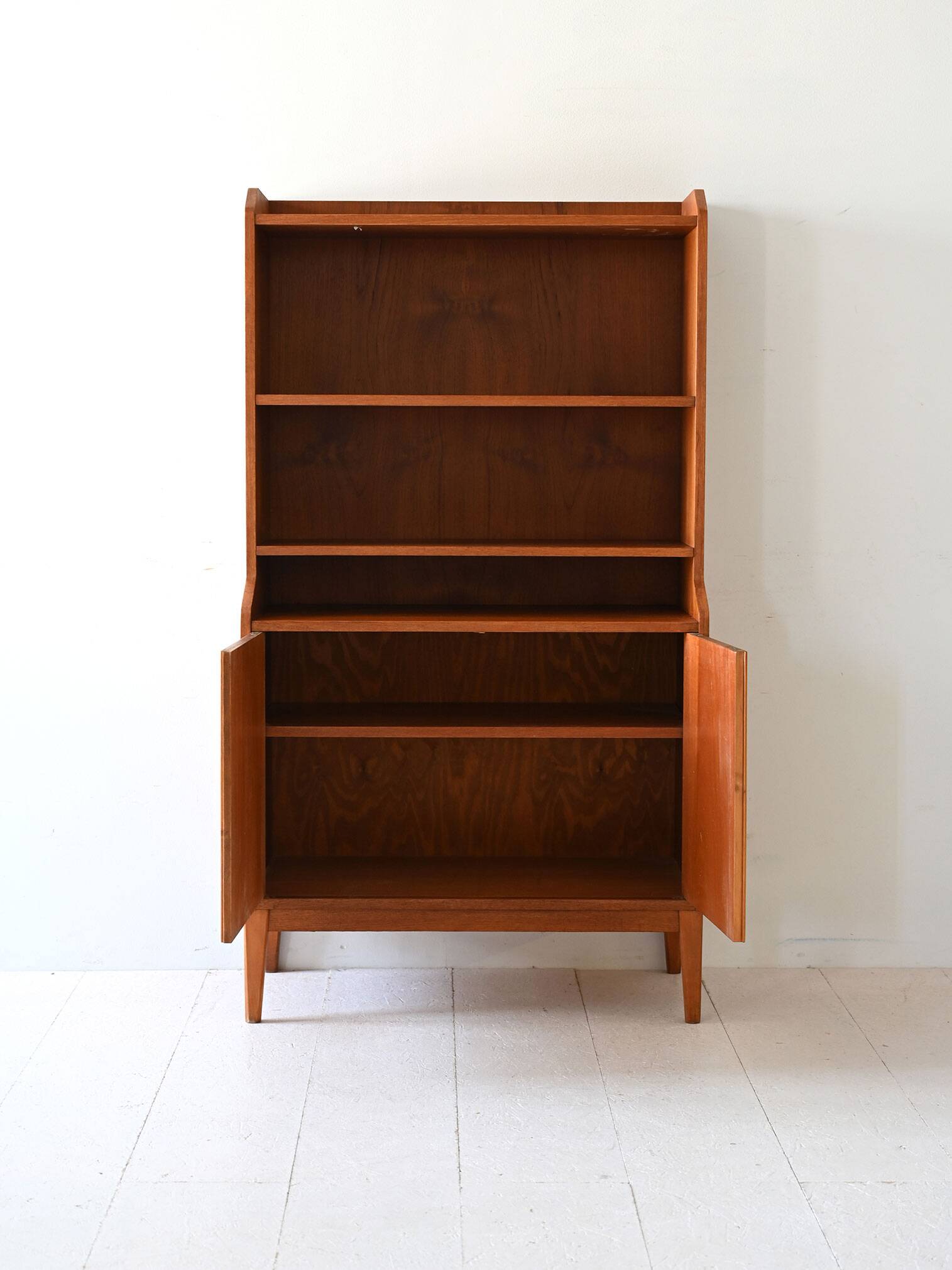 Scandinavian teak bookcase with hinged doors