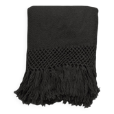 Plaid tissé main 100% pure laine de lama noir