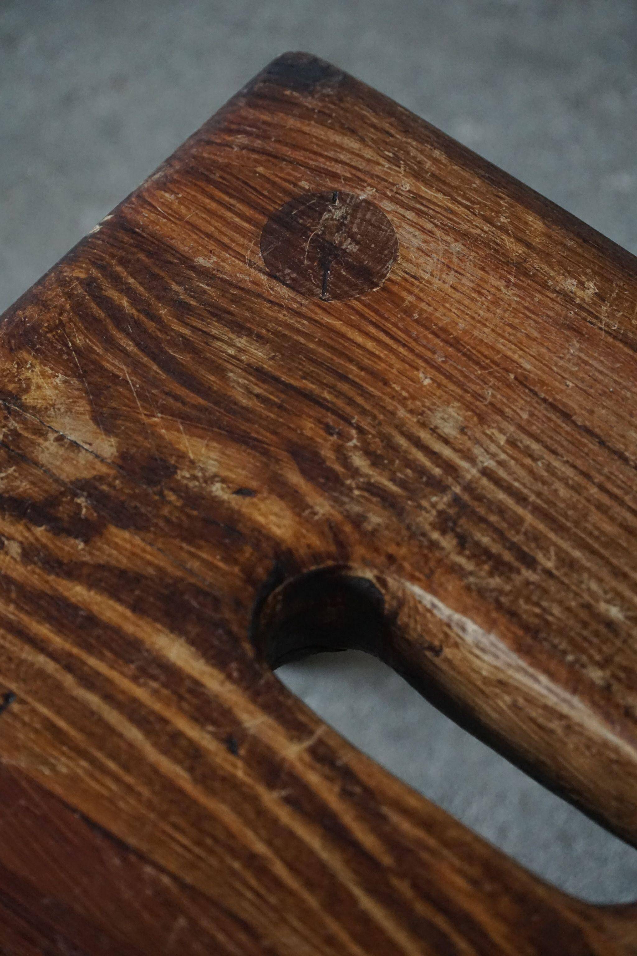 Wabi Sabi stool in solid pine, handmade by a Danish cabinetmaker, 1960s.