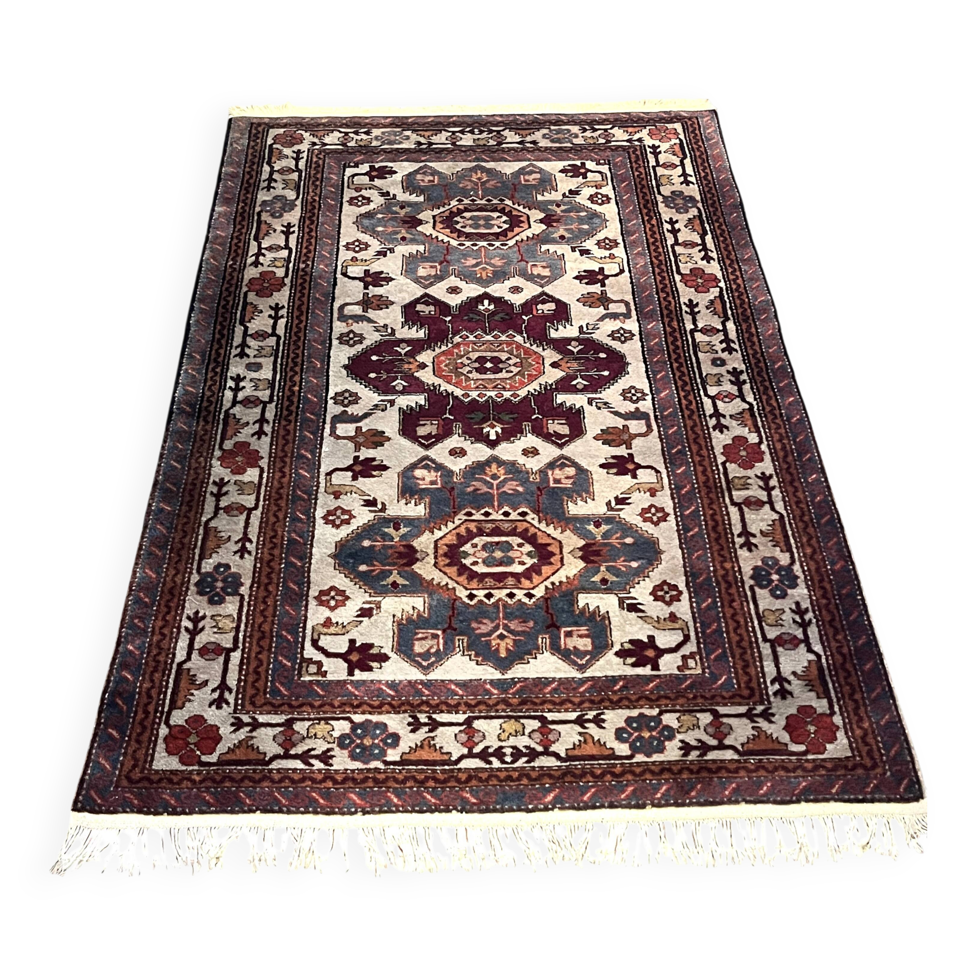 Antique handmade Caucasian wool carpet from Dagestan, 20th century