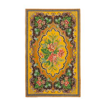 Handwoven vintage romanian yellow kilim 194 cm x 297 cm - 23432