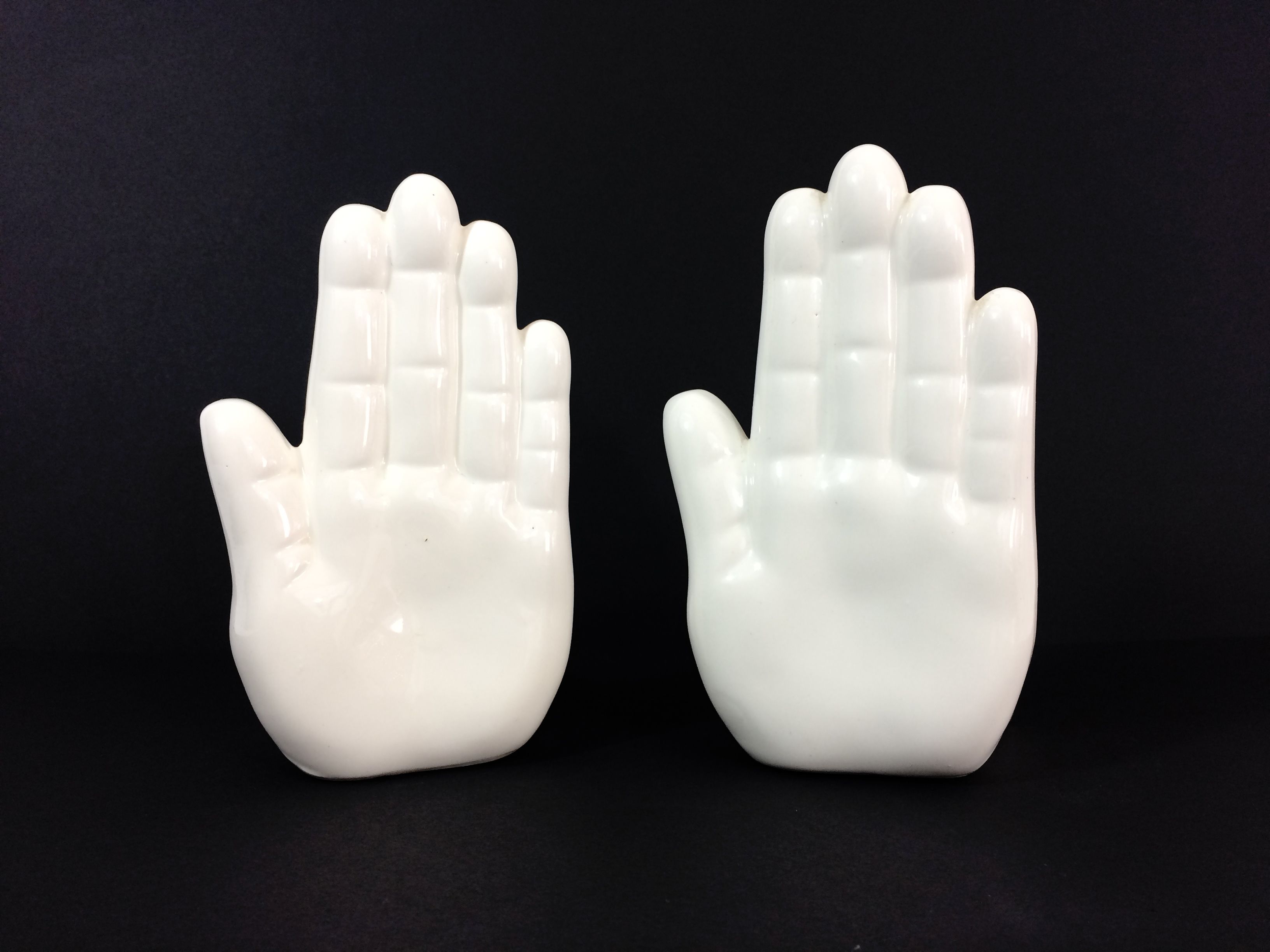 Pair of vintage bookends in white ceramic
