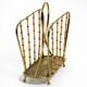 Rare Mid Century Modern magazine rack made of solid brass and genuine bambo