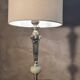 Onyx marble lamp 1970, new linen shade 53x23.
