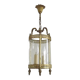 Vintage French Round Gold Metal and Brass 2 Light Lantern Ceiling Light 4724