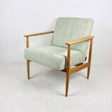 Fauteuil danois en tissu vert, années 1970
