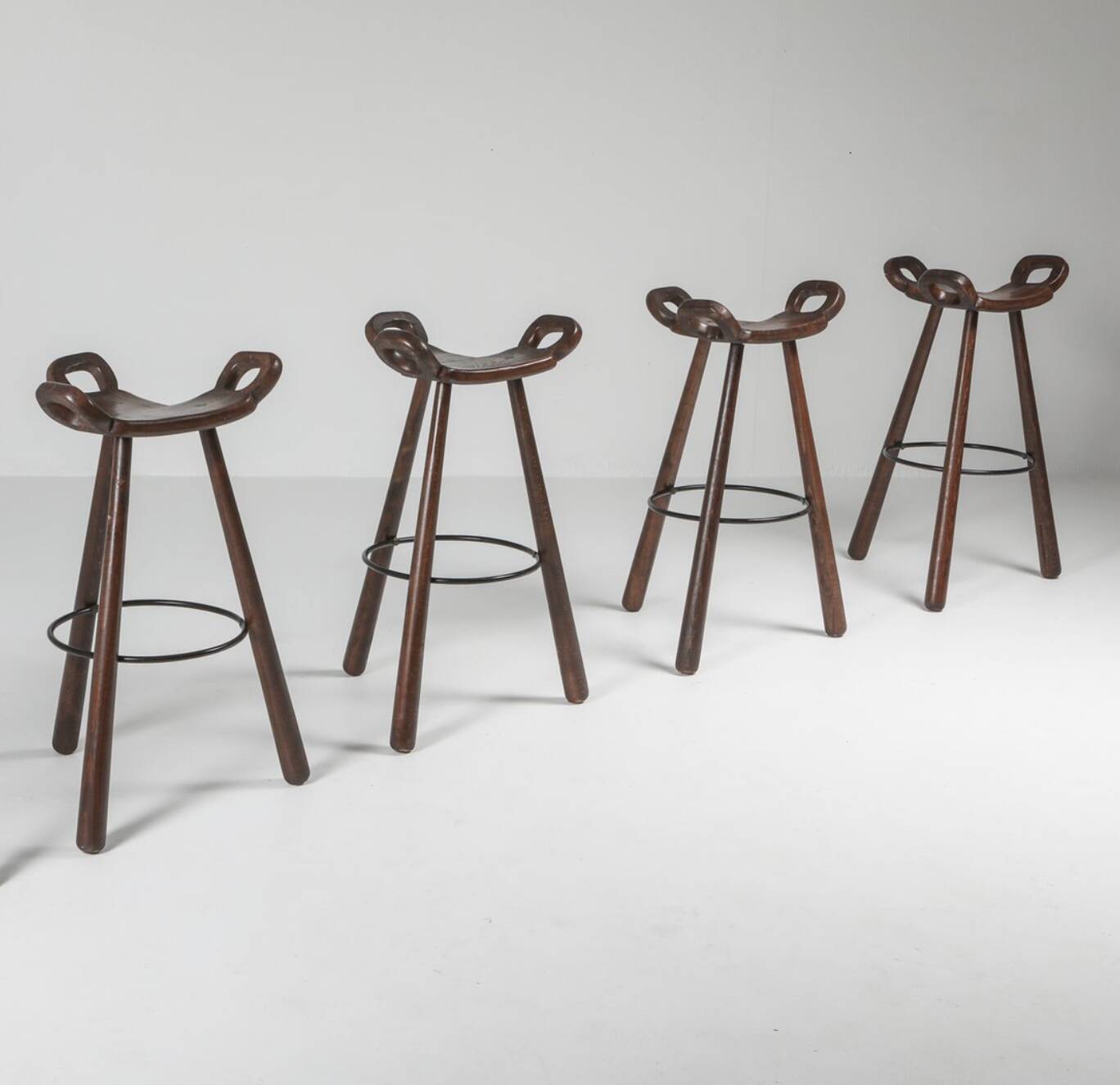 4 bar stools by Sergio Rodrigues, Brazilian design, circa 1970