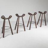 4 bar stools by Sergio Rodrigues, Brazilian design, circa 1970