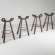 4 bar stools by Sergio Rodrigues, Brazilian design, circa 1970
