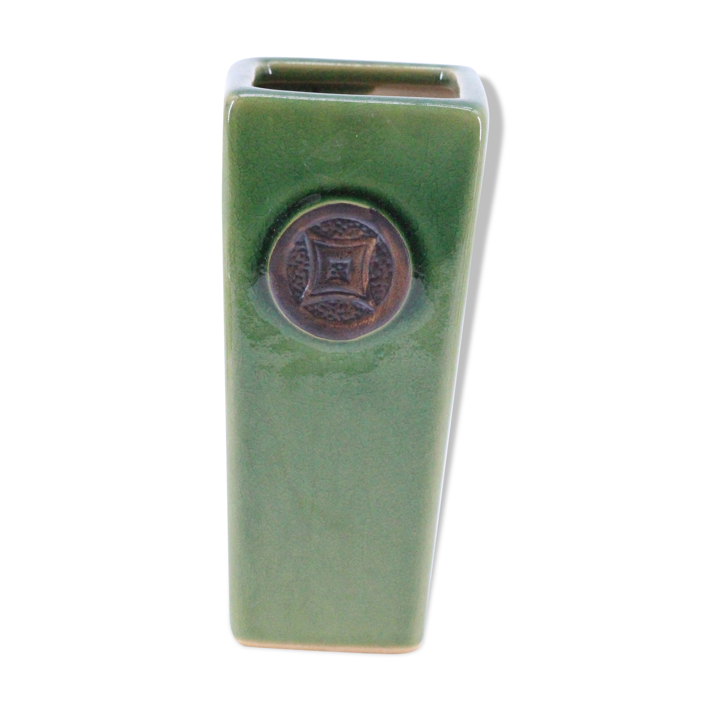 Green ceramic vase