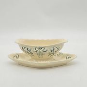 Longchamp earthenware gravy boat, Robert charcoal maker, Iris, art nouveau