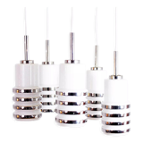 Waterfall suspension in glass and chromed metal