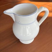 White pitcher with blue trim - Niderviller France