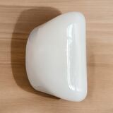 Square wall and ceiling light in white opaline glass, 1960-1970