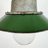 Green Enamel and Cast Iron Industrial Pendant Light, 1960s