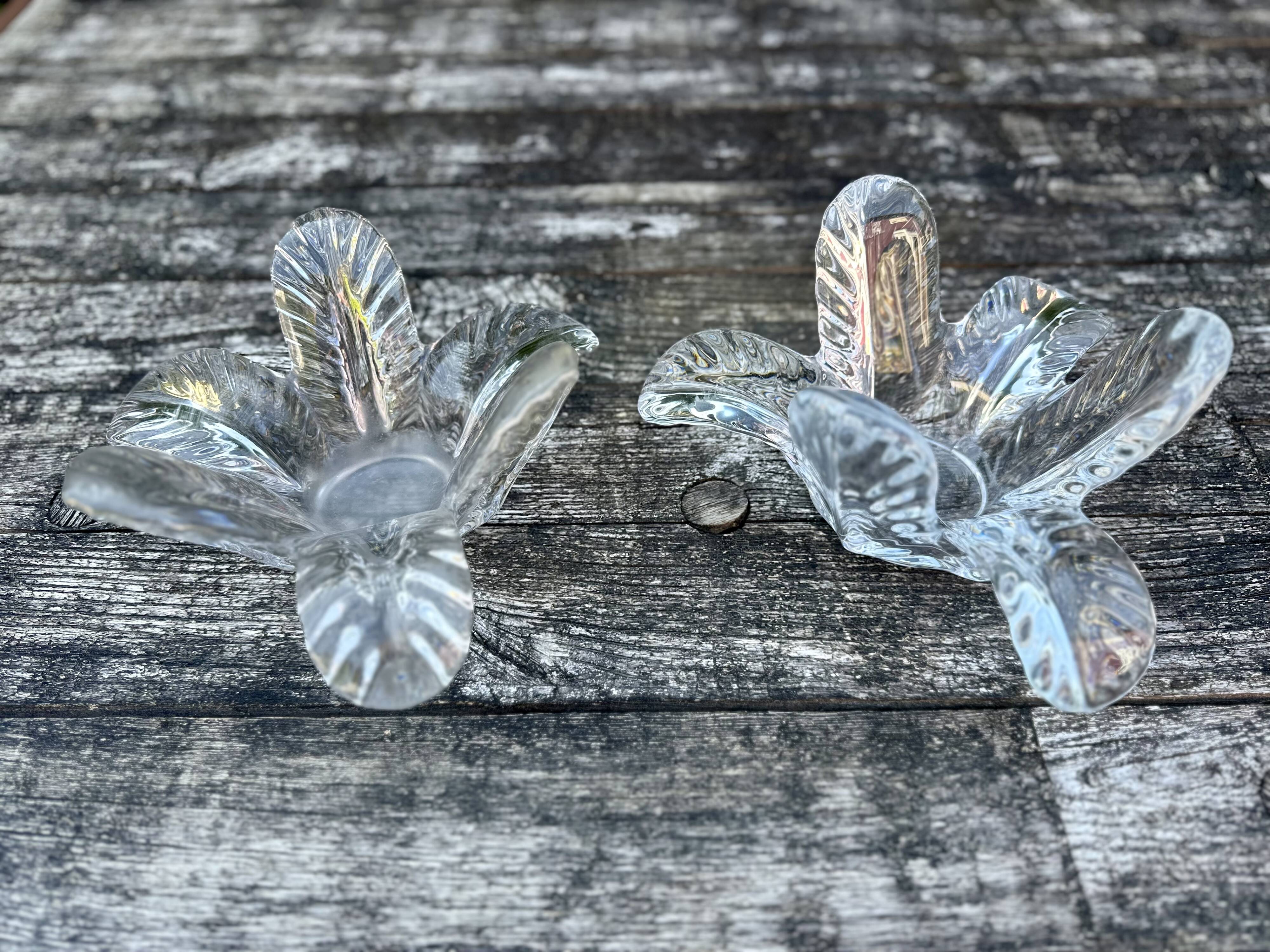 Bougeoirs, centre de table (lot de 2) verrerie de Vannes "Le chatel" 1970'S