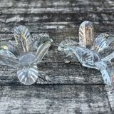Candlesticks, centerpiece (set of 2) Vannes glassware "Le chatel" 1970's
