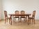 Louis XV table and 4 chairs in wood and marquetry.