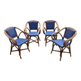Set of 4 rattan bistro armchairs