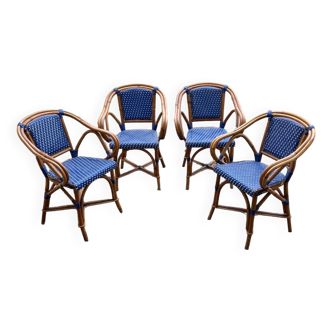 Lot de 4 fauteuils bistrot rotin