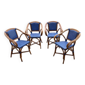 Set of 4 rattan bistro armchairs