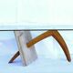 Original Italian glass and travertine marble dining table office desk
