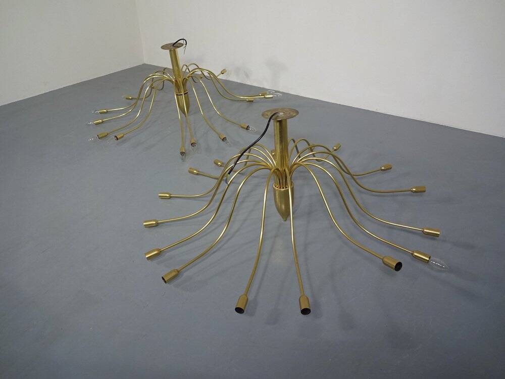 Large Italian brass chandelier, 1960s