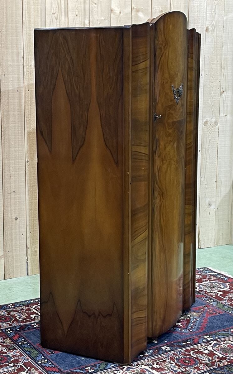 Wardrobe English art deco wardrobe in walnut magnifying glass
