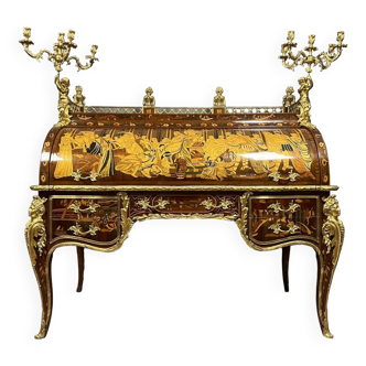 Late 20th century cylinder secretary made after the desk of the cabinetmaker Riesener