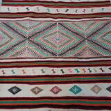 Multicolored Moroccan kilim carpet striped in pure wool, hallway carpet 100x200cm
