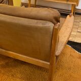 Pair of Danish armchairs from the 70s in leather and solid oak