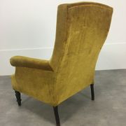 English armchair Napoleon III in mustard yellow velvet
