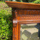 Antique large trumeau mirror in solid wood and bevelled glass.