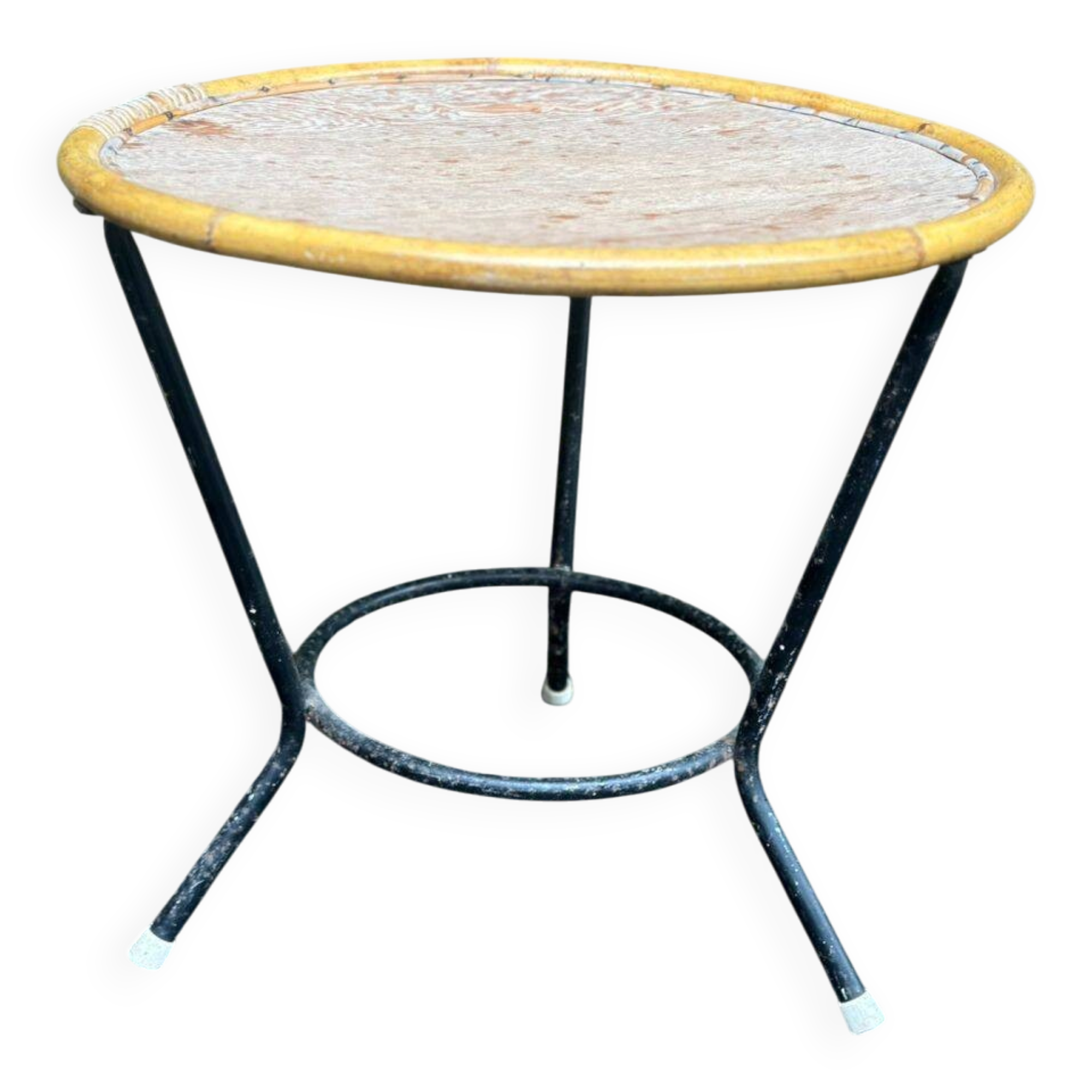 Table basse tripode vintage ronde