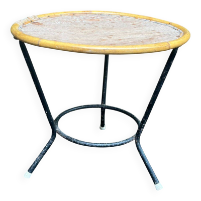 Table basse tripode vintage ronde