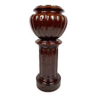 Complete in brown-toned enamelled ceramic, planter on its column