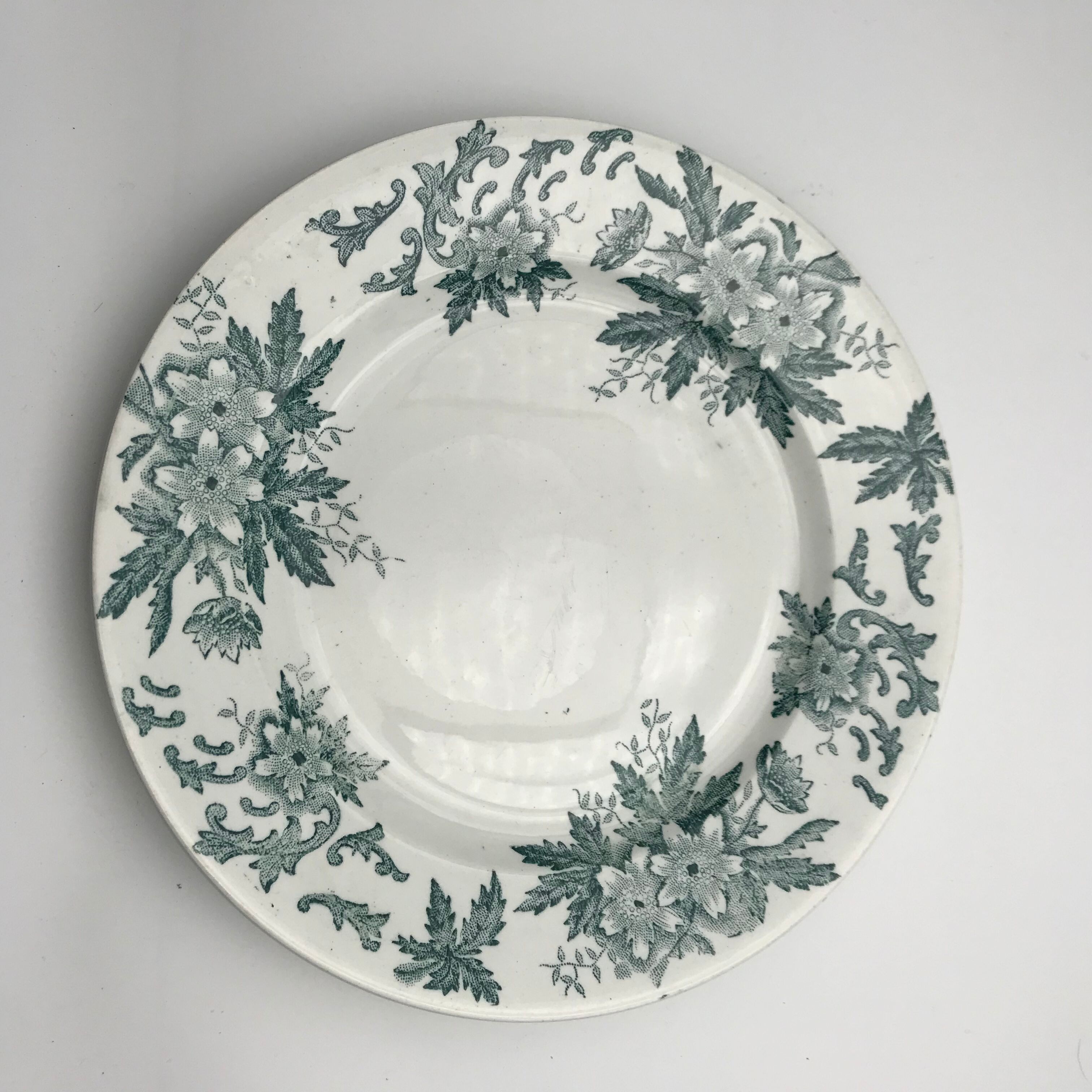 6 old flat plates in iron earth Anémones St Amand