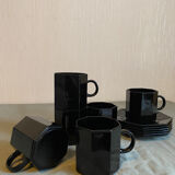 Set of 6 Arcoroc cups and saucers, 1980