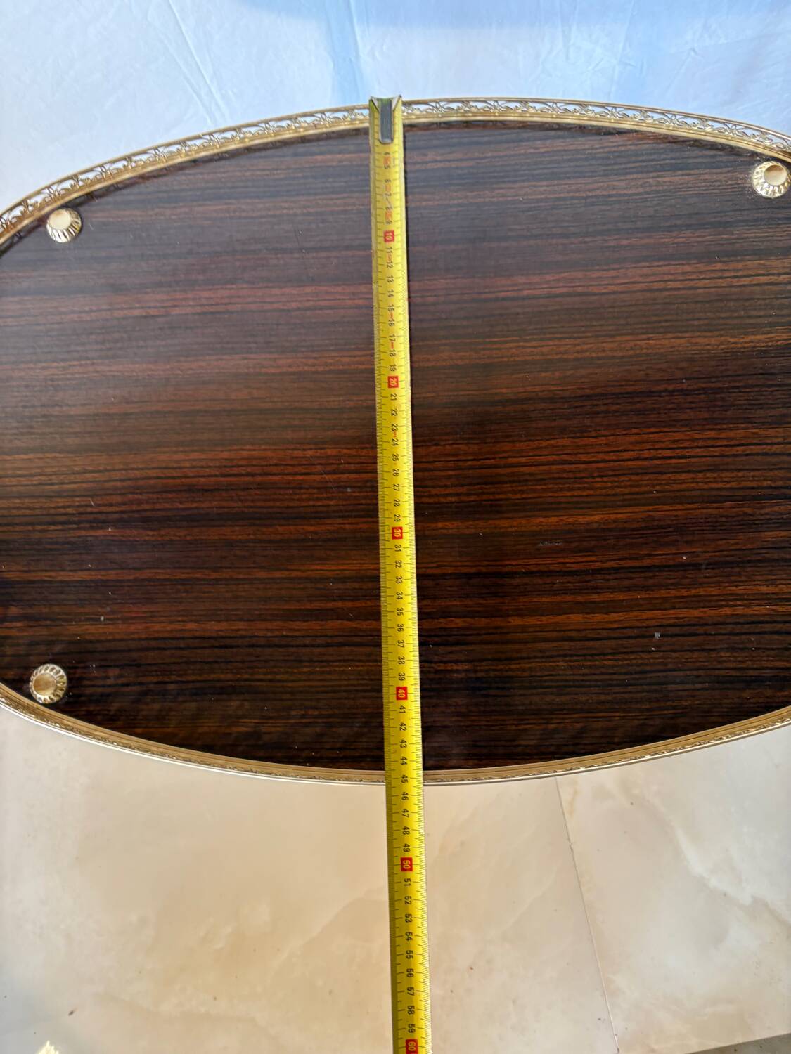 Vintage brass and dark wood serving trolley – 1960s