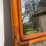 Vintage ethnic rattan mirror