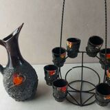 Liquor service in ceramic of Vallauris Fat Lava